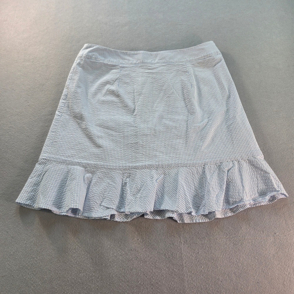 Southern Tide Seersucker Ruffle Skirt Blue White Striped Mini Preppy Womens 6